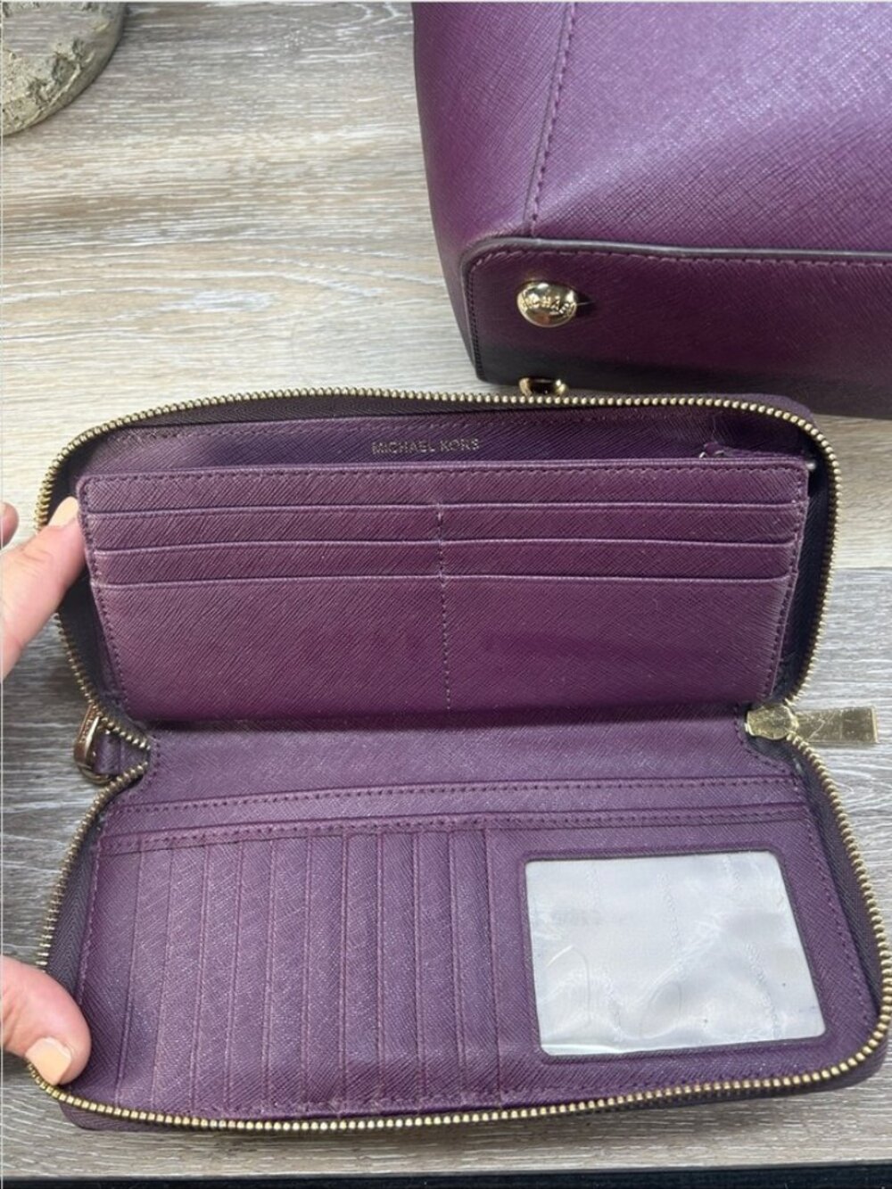 Michael Kors Charlotte Plum Saffiano Leather Tote with Wallet Set - Picture 10 of 10